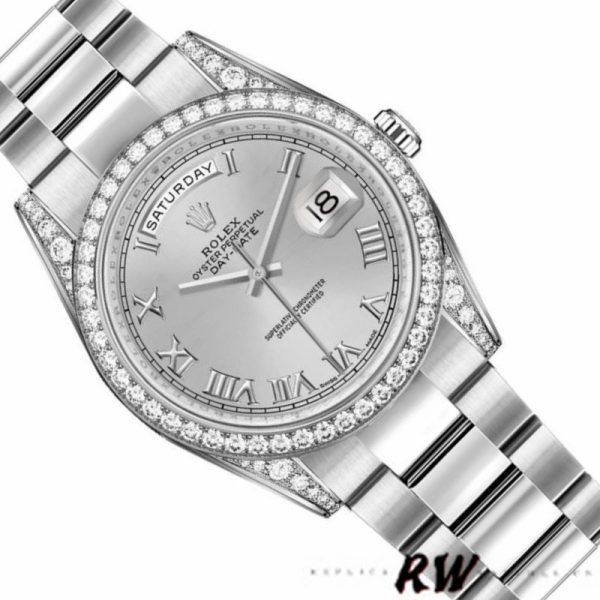 Rolex Day-Date 118389 Silver Roman Numeral Dial 36MM Unisex Replica Watch