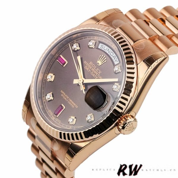 Rolex Day-Date 118235 Rose Gold Chocolate Brown Dial 36mm Unisex Replica Watch