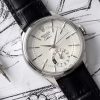 Rolex Cellini Dual Time 50529 Silver Sunburst Dial Brown Leather Strap 39mm Mens Replica Watch