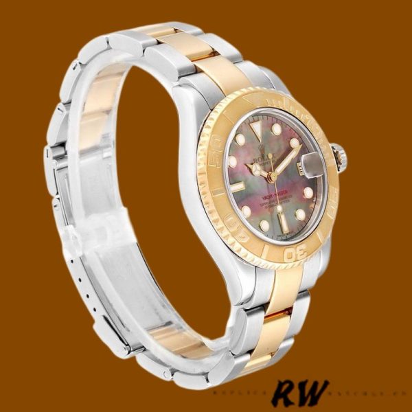 Rolex Yacht Master 168623 Steel Yellow Gold Black MOP Dial 35MM Unisex Replica Watch