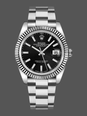 Rolex Datejust 126334 Fluted Bezel Black Dial 41MM Mens Replica Watch