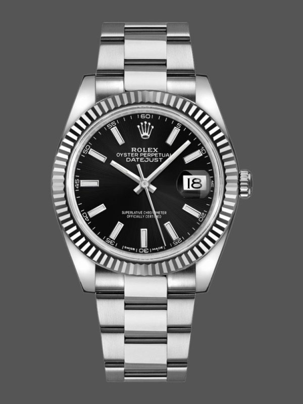 Rolex Datejust 126334 Fluted Bezel Black Dial 41MM Mens Replica Watch