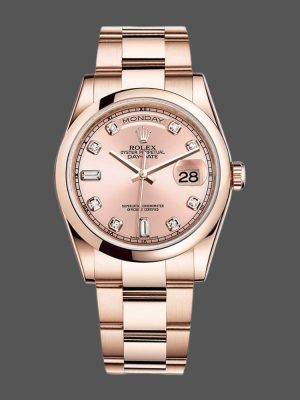 Rolex Day-Date 118205 Rose Gold Pink Diamond Dial 36mm Unisex Replica Watch
