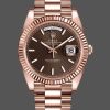 Rolex Day-Date 228235 Chocolate Brown Diagonal Motif Dial Fluted Bezel 40mm Mens Replica Watch