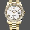 Rolex Day-Date 228398TBR White Roman Numeral Dial Diamond Bezel 40mm Mens Replica Watch