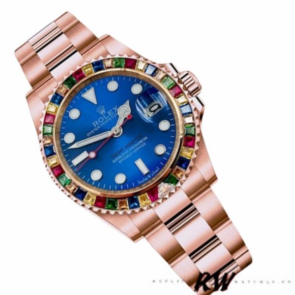Rolex Yacht Master 116695 Everose Gold Blue Dial 40MM Mens Replica Watch