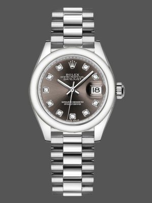 Rolex Datejust 279166 Dark Grey Diamond Dial Domed Bezel 28mm Lady Replica Watch