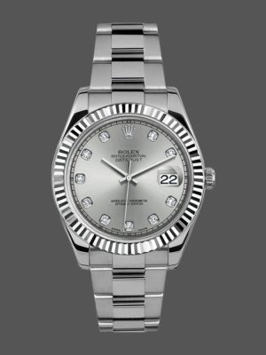 Rolex Datejust II 116334 Silver Diamond Dial 41mm Mens Replica Watch