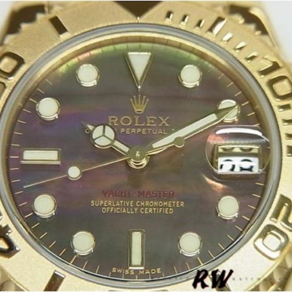 Rolex Yacht Master 169628 Yellow Gold Black MOP Dial 29MM Lady Replica Watch