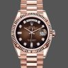 Rolex Day-Date 128235 Everose Gold Brown Ombre Diamond Dial 36MM Unisex Replica Watch