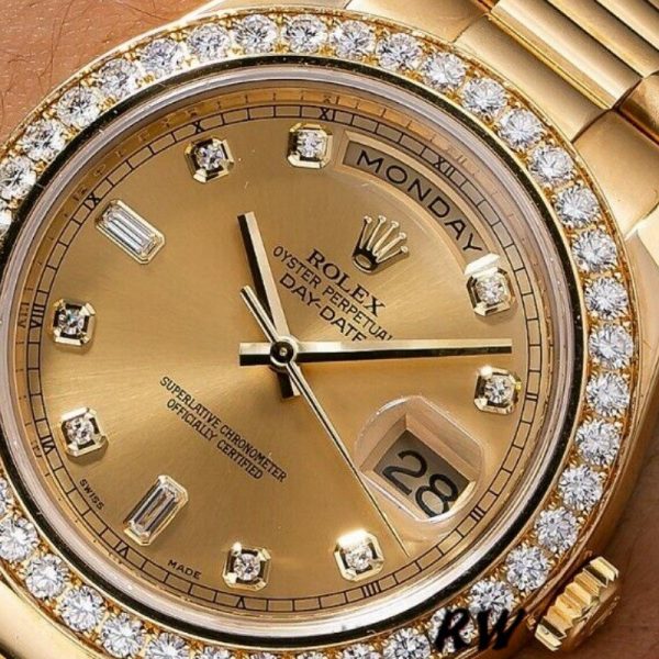 Rolex Day-Date 218348 Champagne Diamonds Dial 41MM Mens Replica Watch