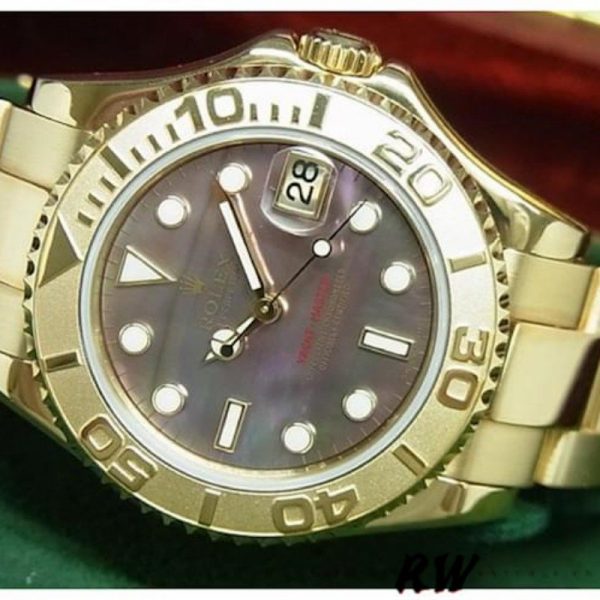 Rolex Yacht Master 169628 Yellow Gold Black MOP Dial 29MM Lady Replica Watch