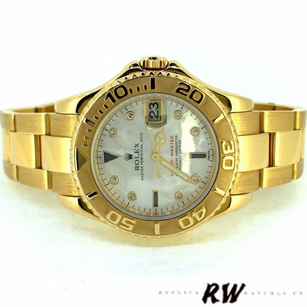 Rolex Yacht Master 168628 White MOP Dial Yellow Gold 35MM Unisex Replica Watch