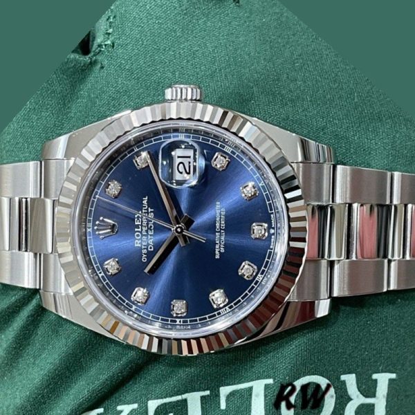 Rolex Datejust 126334 Fluted Bezel Blue Diamond Dial 41MM Mens Replica Watch