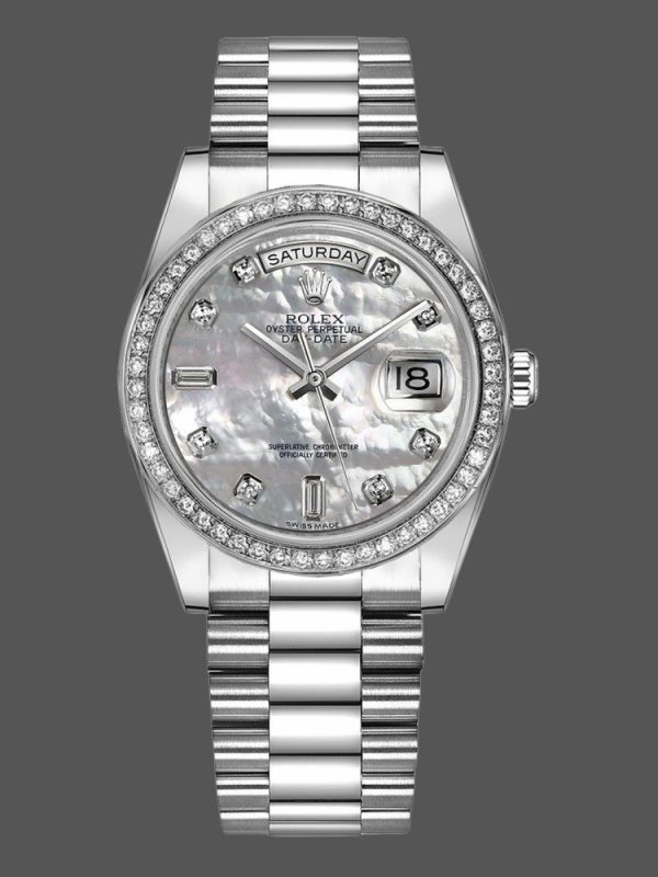 Rolex Day Date 118346 White MOP Dial 36mm Unisex Replica Watch