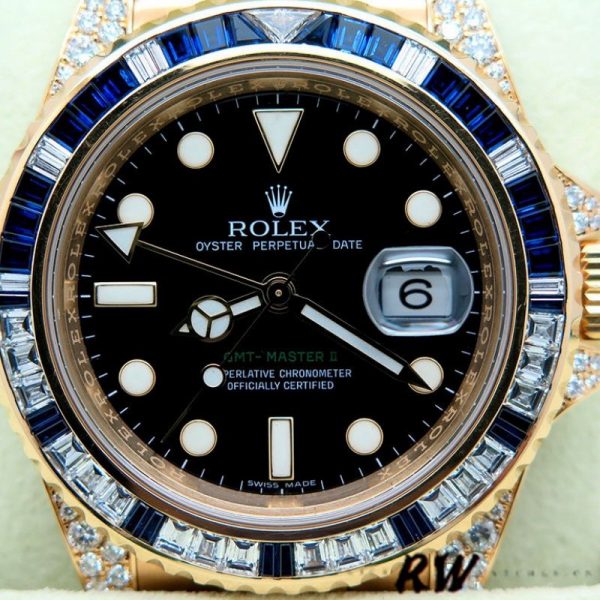 Rolex GMT-Master II 116758 Diamond Black Dial 40mm Mens Replica Watch