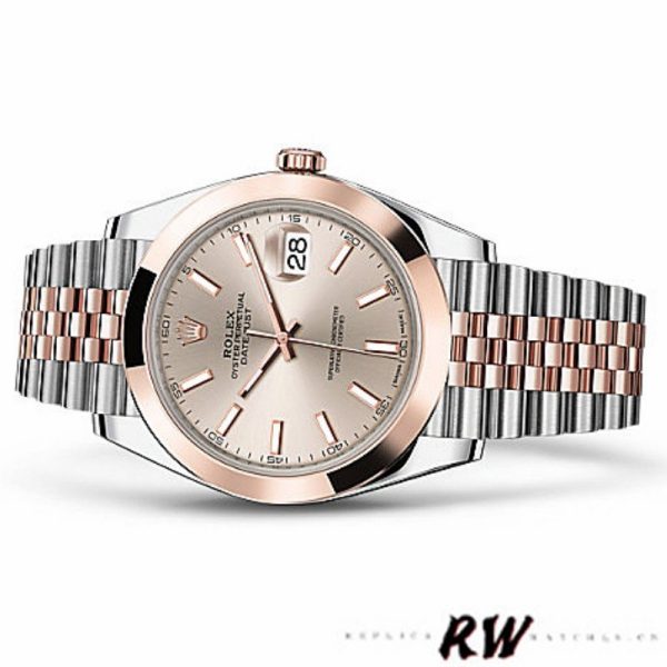 Rolex Datejust 126301 Rose Gold Sundust Index Dial 41MM Mens Replica Watch