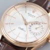 Rolex Cellini Date Rose Gold Silver Crocodile Leather Strap 50515 39mm Mens Replica Watch