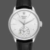 Rolex Cellini Dual Time 50529 Silver Sunburst Dial Black Leather Strap 39mm Mens Replica Watch