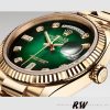 Rolex Day-Date 128238 Fluted Bezel Green Diamond Dial 36MM Unisex Replica Watch