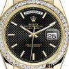 Rolex Day-Date 228398TBR Black Diagonal Motif Dial Diamond Bezel 40mm Mens Replica Watch