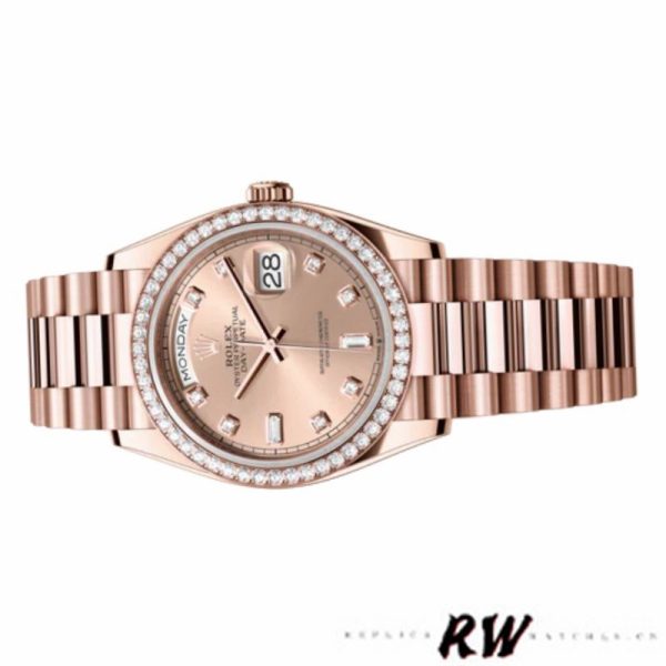 Rolex Day-Date 128345RBR Champagne Rose Dial Everose Gold 36MM Unisex Replica Watch