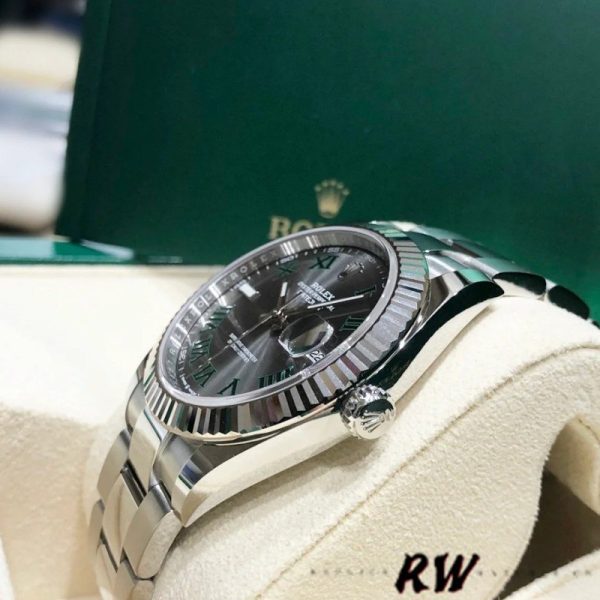 Rolex Datejust 126334 Fluted Bezel Grey Wimbledon Dial 41MM Mens Replica Watch
