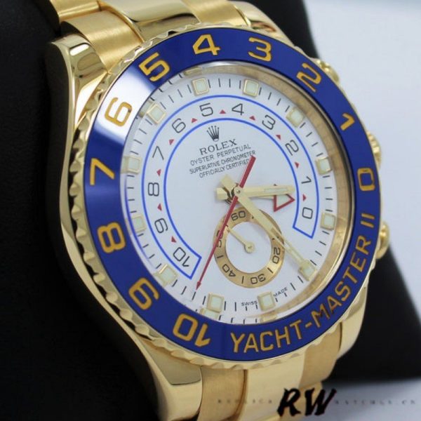 Rolex Yacht Master II 116688 Yellow Gold White Dial 44mm Mens Replica Watch