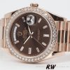 Rolex Day-Date 228345RBR Chocolate Brown Diamond Dial Diamond Bezel 40mm Mens Replica Watch