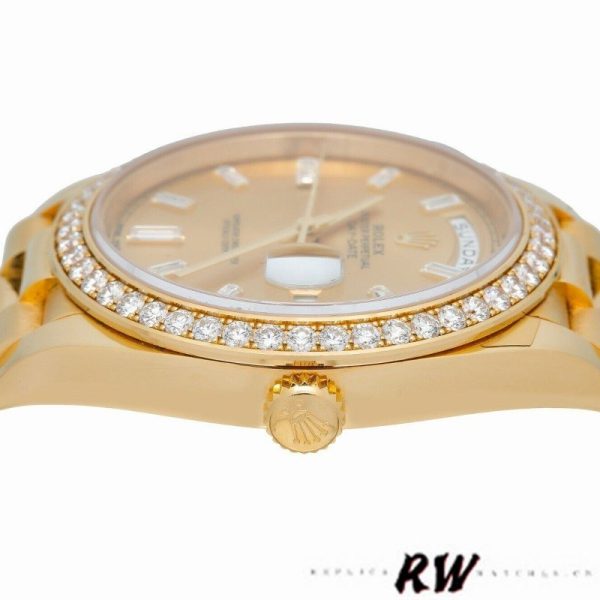 Rolex Day-Date 228348RBR Champagne Diamond Dial Diamond Beze 40mm Mens Replica Watch