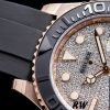 Rolex Yacht Master II 126655 Diamond Pave Dial Rose Gold 40mm Mens Replica Watch