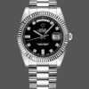 Rolex Day-Date 118239 Black Diamonds Dial Fluted Bezel 36mm Unisex Replica Watch