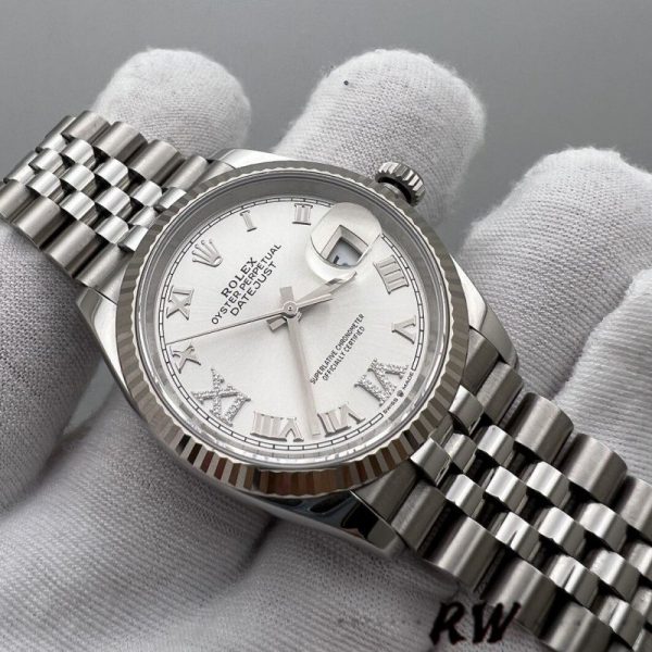 Rolex Datejust 126234 Silver Diamond Roman Dial 36MM Unisex Replica Watch