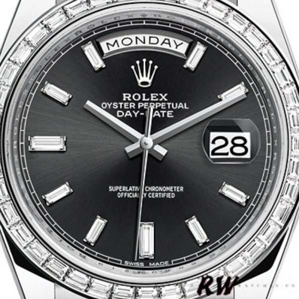 Rolex Day-Date 228396TBR Black Dial Diamond Bezel 40mm Mens Replica Watch