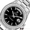 Rolex Day-Date 118389 Diamond Bezel Black Index Dial 36MM Unisex Replica Watch