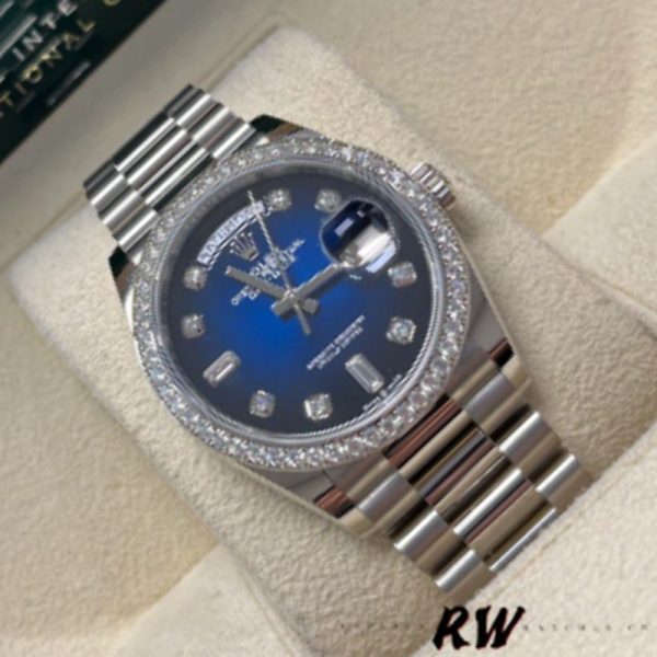 Rolex Day-Date 128349RBR Blue Ombre Dial Diamond Bezel 36MM Unisex Replica Watch