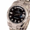 Rolex Day-Date 118239 Black Diamonds Dial Fluted Bezel 36mm Unisex Replica Watch