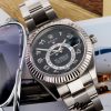 Rolex Sky-Dweller 326939 Fluted Bezel Black Dial 42MM Mens Replica Watch