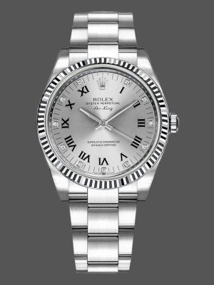 Rolex Oyster Perpetual Air-King 114234 Silver Roman Diamond Dial 34mm Unisex Replica Watch