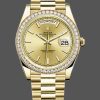Rolex Day-Date 228348RBR Champagne Index Dial Diamond Bezel 40mm Mens Replica Watch