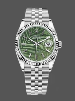 Rolex Datejust 126234 Olive Green Palm Motif Dial 36MM Unisex Replica Watch