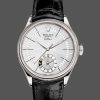 Rolex Cellini Dual Time 50529 Silver Sunburst Dial Brown Leather Strap 39mm Mens Replica Watch