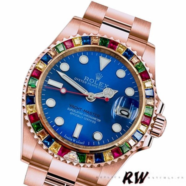 Rolex Yacht Master 116695 Everose Gold Blue Dial 40MM Mens Replica Watch