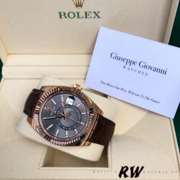 Rolex Sky-Dweller 326135 Dark Rhodium Dial 42MM Mens Replica Watch