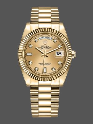 Rolex Day-Date 128238 Fluted Bezel Champagne Diamond Dial 36MM Unisex Replica Watch