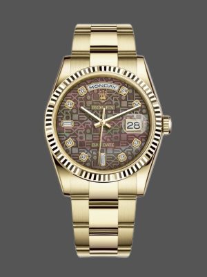 Rolex Day-Date 118238 Black MOP Diamond Dial 36mm Unisex Replica Watch