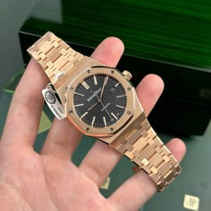 Audemars Piguet Royal Oak 15400OR Black Dial 18K Gold Wrapped Best Replica Watch ZF 41mm