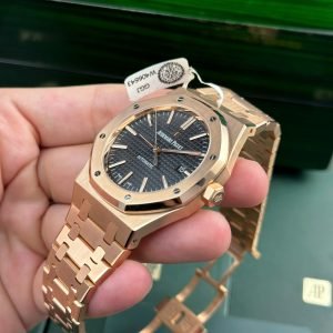 Audemars Piguet Royal Oak 15400OR Black Dial 18K Gold Wrapped Best Replica Watch ZF 41mm