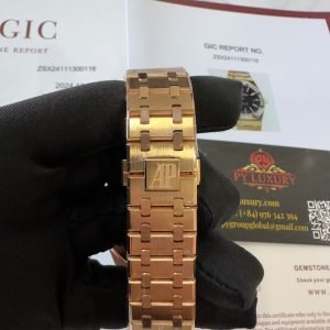 Audemars Piguet Royal Oak 15400OR Black Dial Custom Baguette Moissanite Bezel 18K Gold Wrapped 1:1 Best Replica 41mm