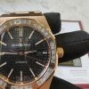 Audemars Piguet Royal Oak 15400OR Black Dial Custom Baguette Moissanite Bezel 18K Gold Wrapped 1:1 Best Replica 41mm